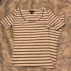 Striped Cap Sleeve Dress w/ Front Split